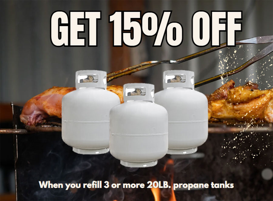 Get 15% Off When You Refill 3 Or More Propane Tanks